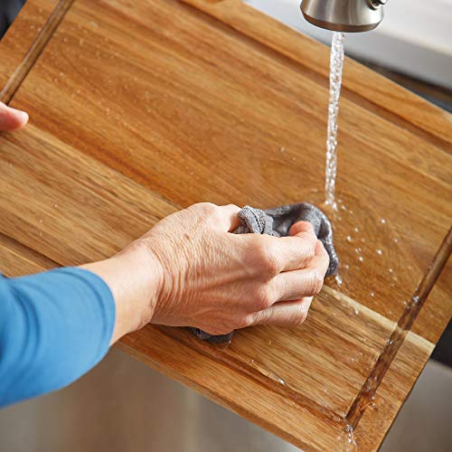 Tabla de cortar de madera de acacia con ranuras para jugos miniatura 5