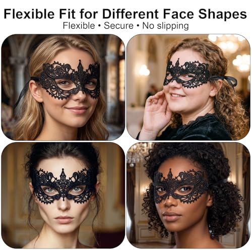 Image of Exlinonline Lace Masquerade Mask Elastic,Fit for Adult,Soft Gentle Material,Specially For Costume,Thememed Party