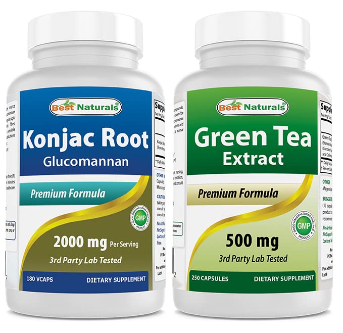 Best Naturals Konjac Glucomannan Root 2000 mg & Green Tea Extract 500 mg
