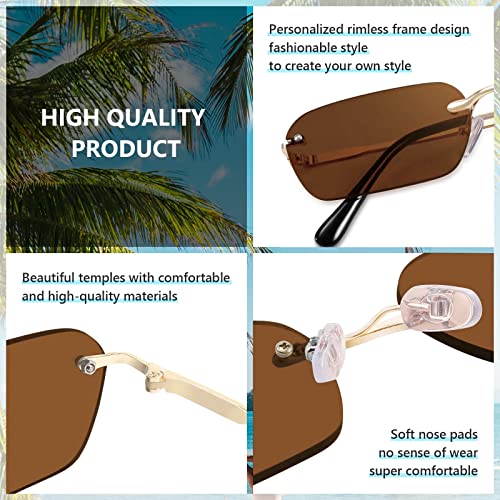 Image of FEISEDY Rimless Sunglasses Y2K Retro Small Narrow Clear Eyewear Vintage Rectangle Sunglasses for Women Men B2643