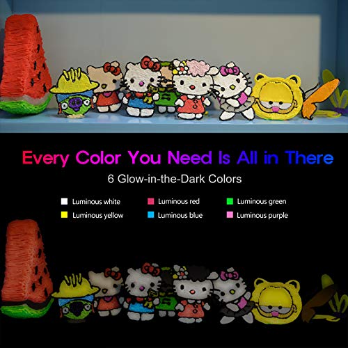 TECBOSS 3D Pen PLA Filament 1.75mm, 26 Colors 3D Printer Filament, Each Color 10 Feet, Including 6 Glow in The Dark 1 Transparent Color Refills, Bonus 250 Stencils e-Book, Filament for 3D Pen