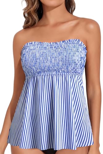 Image of Tankini Swim Tops for Women - Bathing Suit Top No Bottom 2025 Bandeau Swimsuit Tops