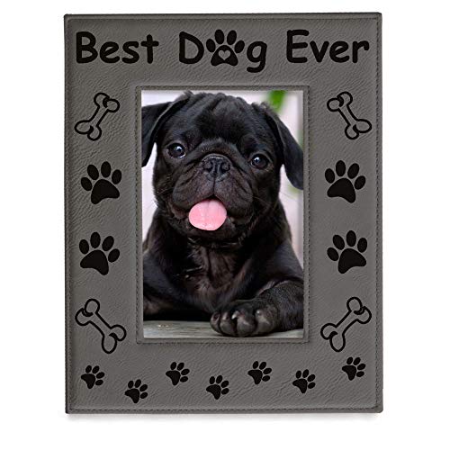 KATE POSH - Best Dog Ever Engraved Leather Picture Frame - Dog Lover