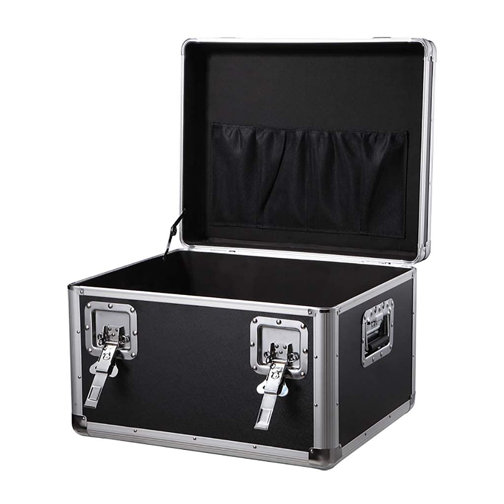 Aluminium Hard Flight Case, Portable Tool Storage Carrying Case with Padded Foam Lockable Equipment Case Black Camera Transport Box,Without Sponge-55x45x36cm