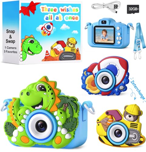 Kids Camera for Boys Toys Gifts: 3 4 5 Year Old Boy Birthday Gift, Blue Small Children Digital Camera for Kids, Kid Selfie Toy Cameras for Toddlers Age 3-5, 32G SD Card Included