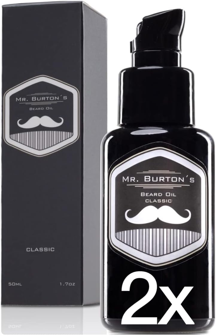 Dubbele baardolie – Mr. Burton’s Beard Oil – classic – Made in Germany – 2x50ml baardolie voor de baardverzorging – met arganolie dierproefvrij en veganistisch