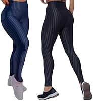 Kit 2 Legging Cirrê 3D Feminina Cintura Alta Academia | Compressão e Brilho