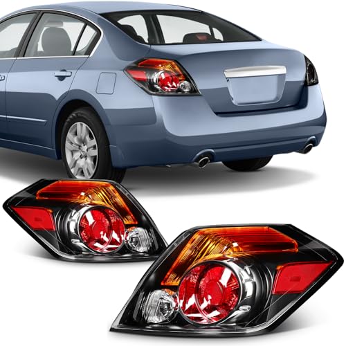 SCITOO Tail Lights for 2007 2008 2009 2010 2011 2012 for Nissan Altima Sedan Pair Taillight Assembly Black Housing Red 26555-ZN50A