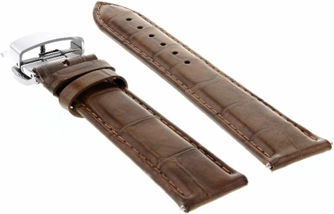 Ewatchparts 22mm Leather Watch Band Strap Compatible With Bulova Accutron 96C121 Watch Clasp Light Brown