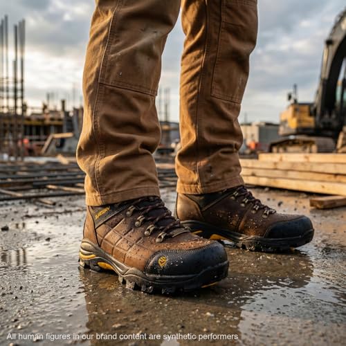 Image of SUREWAY Men's Waterproof Steel /Soft Toe 6 inch Work Boot, Slip Resistant Leather Ankle Safety Boot for Construction,Roofing & Hunting,Comfort & Durability