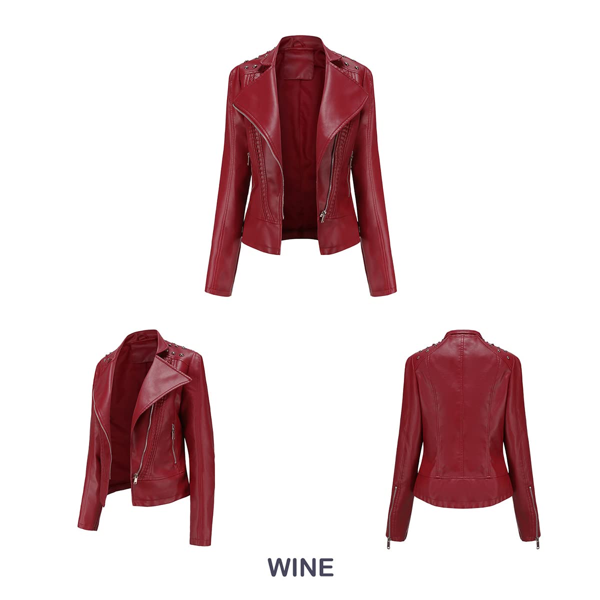 Giubbotto Ecopelle Donna Giacca Similpelle Donna Borchie Giubbino Giacche Ecopelle Donna Giacca Biker Jacket Donna Faux Leather Jacket Donna Giacca Bikers Finta Pelle Sintetica Donna Curvy Primavera