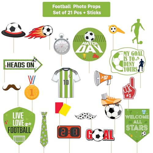 Image of Party Propz Football Theme Photo Booth Props - 21 Pcs, Football Theme Cutouts with Sticks, Birthday Props, Baby Photoshoot Props| Perfect for Sporty Events, Photo Fun Setup(Cardstock)