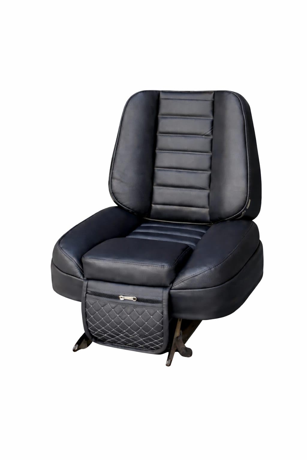 Universal Tractor Seat Cover, Heavy Duty Waterproof Leatherette with Storage Pocket, Soft Cushion, Back Support, Black-image-14