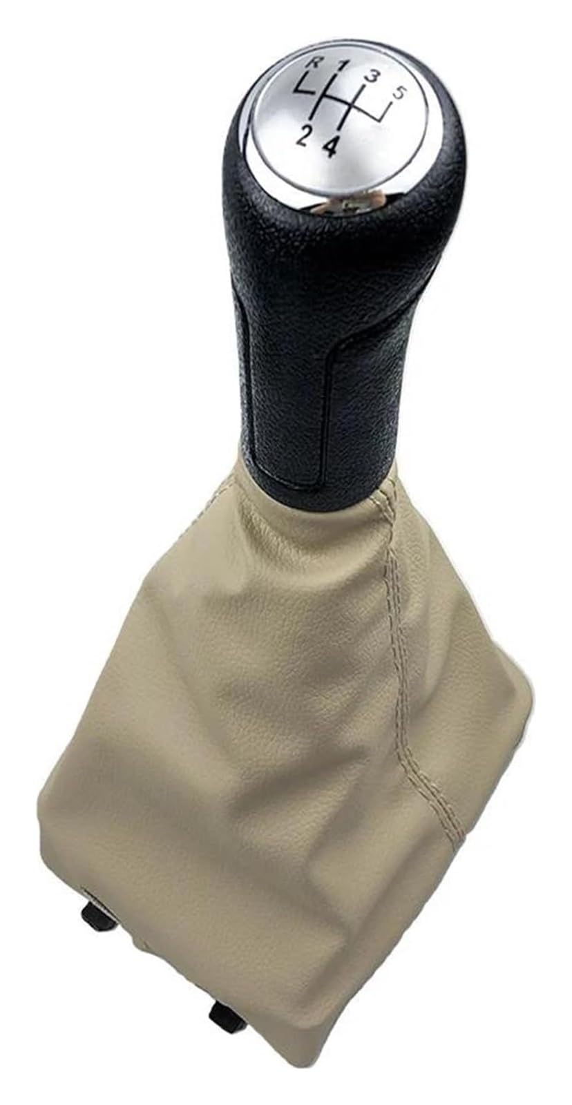 Jsrvqkms One Color Car Gear Knob For Vw For Polo 9N 9N2 9N3 2001-2009 Car Gear Shift Knob Lever Shifter Gaiter Boot Cover(5 Speed Beige Sliver)
