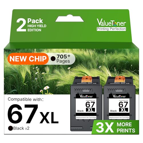 67XL Black Ink Cartridge Replacement for HP Ink 67 Black 67XL HP67XL...