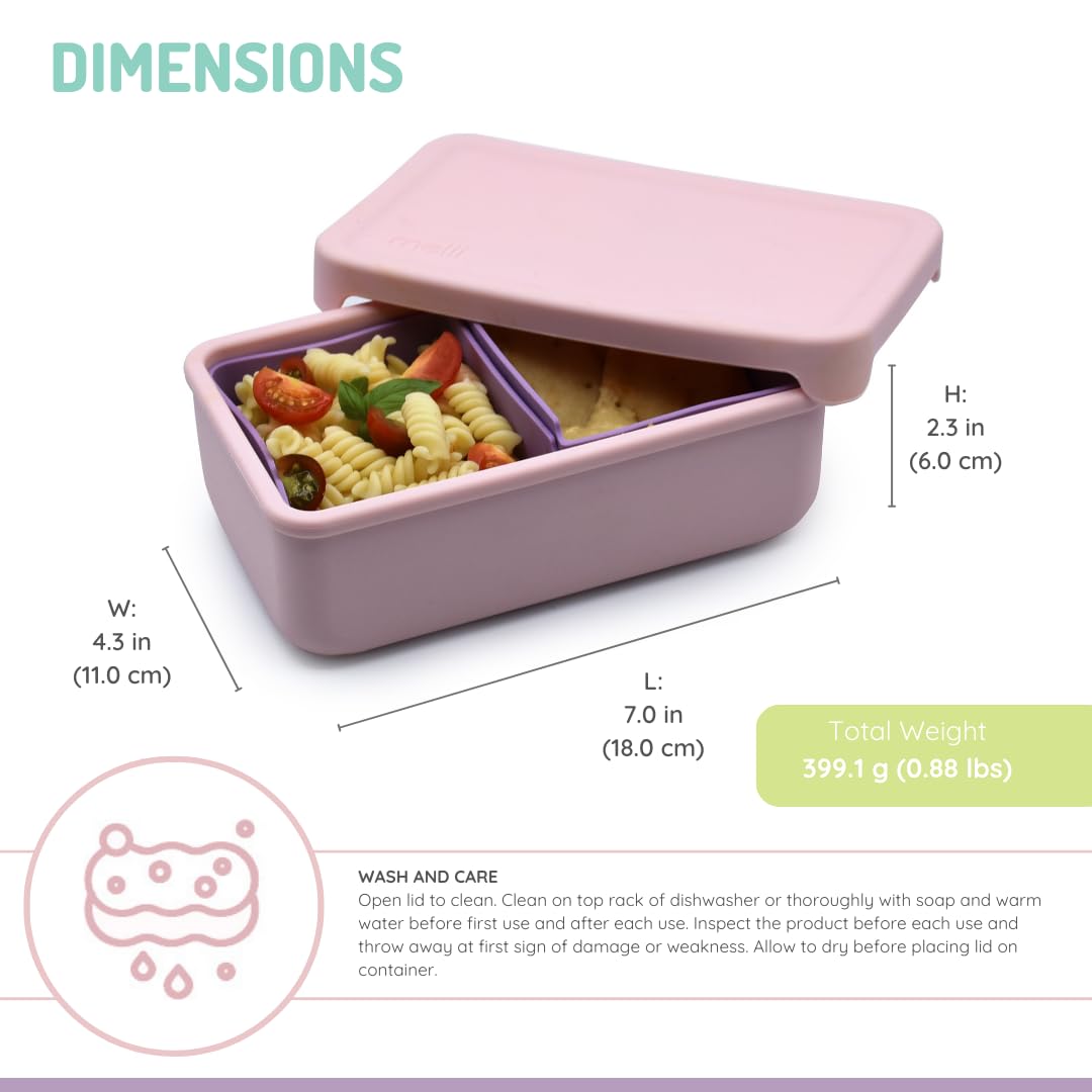 Melii Bento-Box Aus 100% Silikon – 700 Ml, Mit 2 Herausnehmbaren Fächern – BPA-frei & Spülmaschinengeeignet
