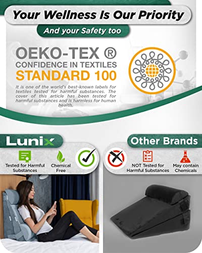 Lunix Lx8 Adjustable 4Pcs Orthopedic Bed Wedge Pillow Set, Post Surgery 100% Memory Foam For Back, Neck, Leg Pain Relief, Sitting Pillow For Acid Reflux And Gerd, Comfortable Pillows For Sleeping Gray #TOP7