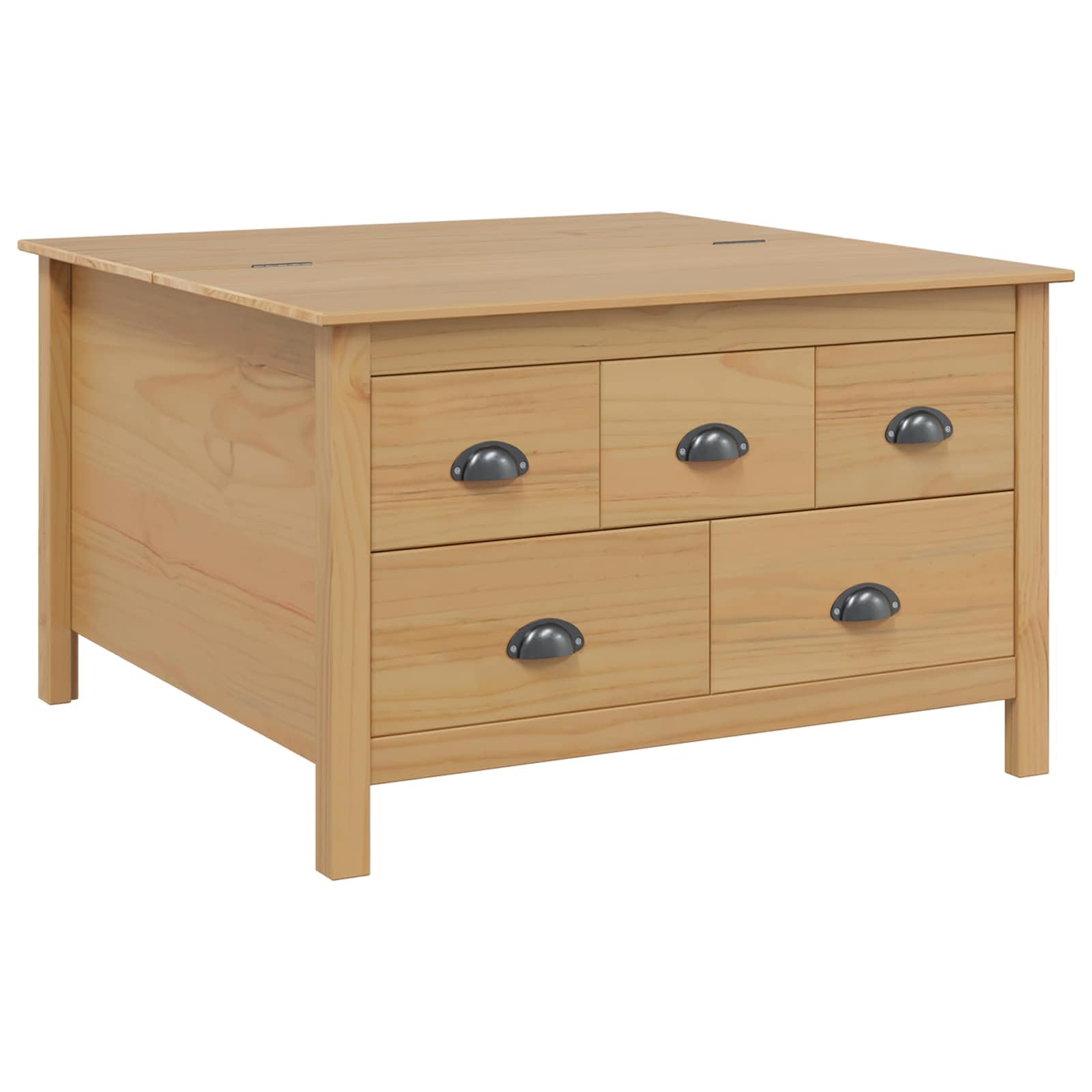 Table basse en pin massif de qualité supérieure avec finitions marron miel