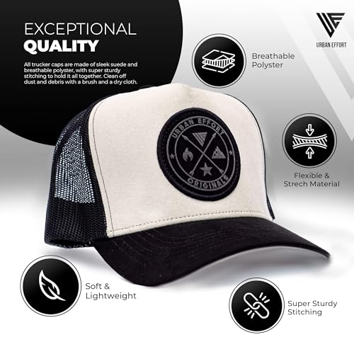 Image of Urban Effort Trucker Hat for Men - Mesh Back Baseball Cap, 5 Panel Snapback Hats for Men and Women
