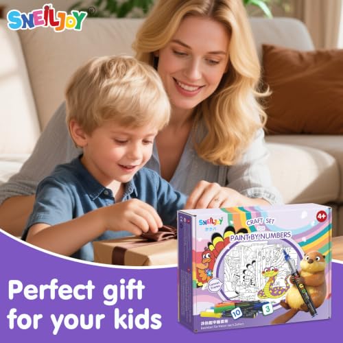 Image of SNEILJOY Paint by Numbers Kit for Kids Ages 4-12, 3 Pack Canvas Set