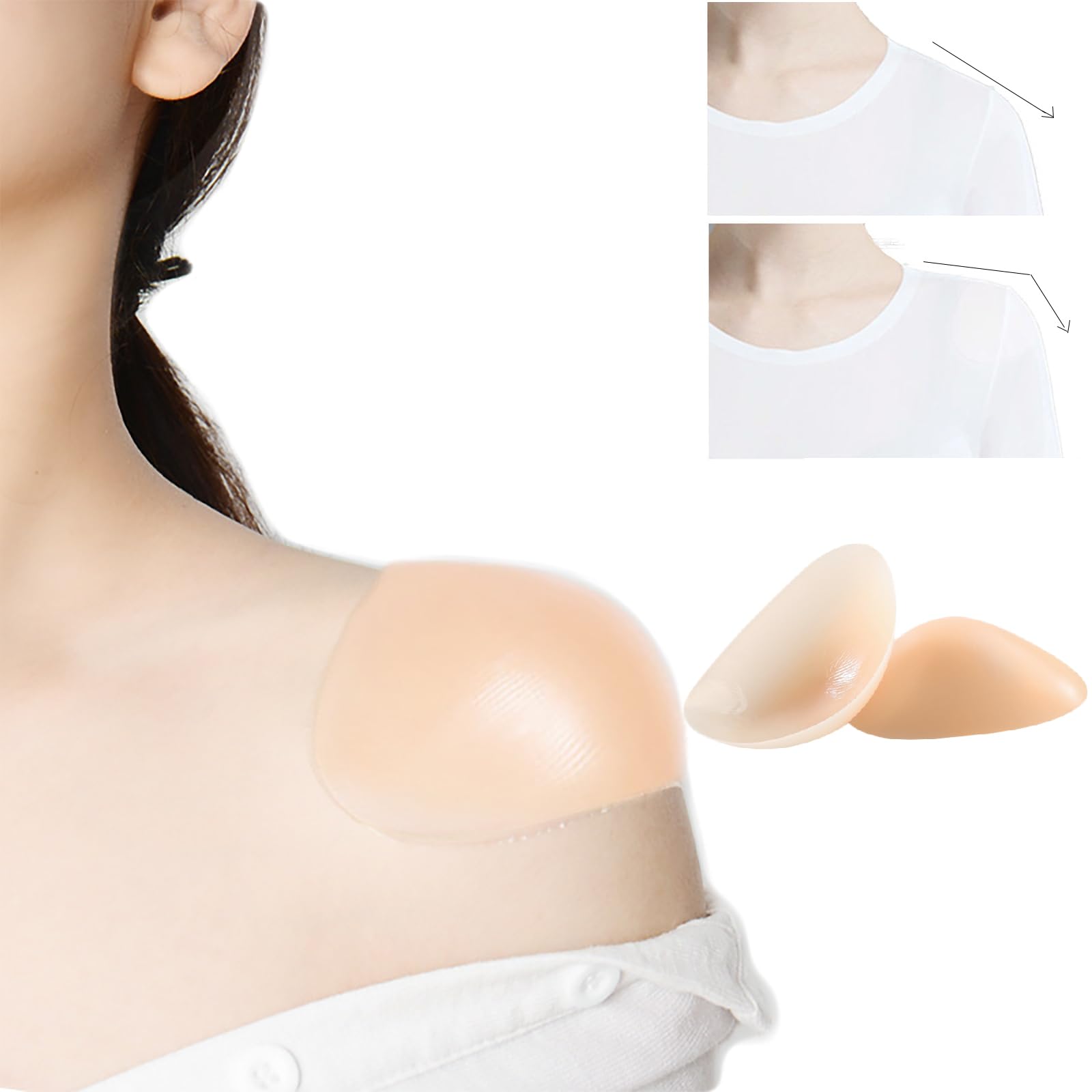 Shoulder Pads Silicone Soft Anti-Slip Self Adhesive Invisible Shoulder Push-up Pads Adhesive Shoulder Enhancer for Woman Man