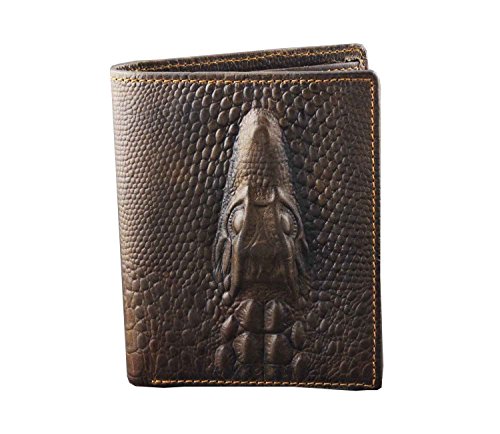 Crocodile Alligator Vintage Mens Genuine Leather Bifold Wallet Purse Biker Rock L852