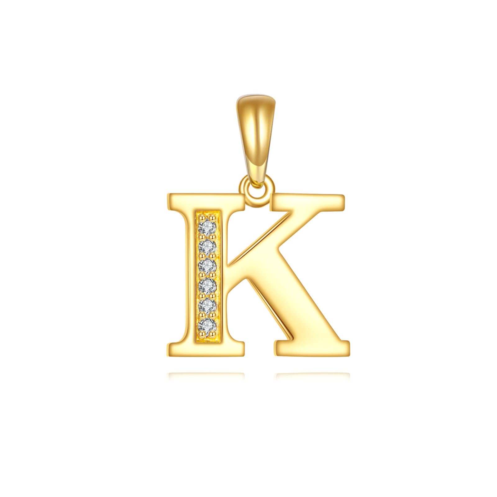 14K Solid Gold Diamond Initial Pendant Necklace Real Yellow Gold Alphabet Charm Jewelry Dainty Letter Gift for Women