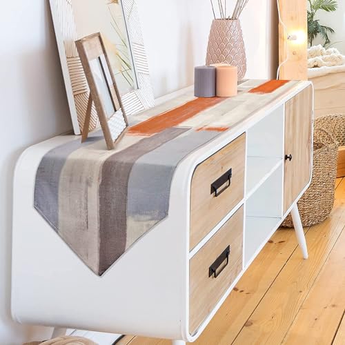 Chemin de table orange abstrait moderne imprimable lavable decoration table longue de cuisine