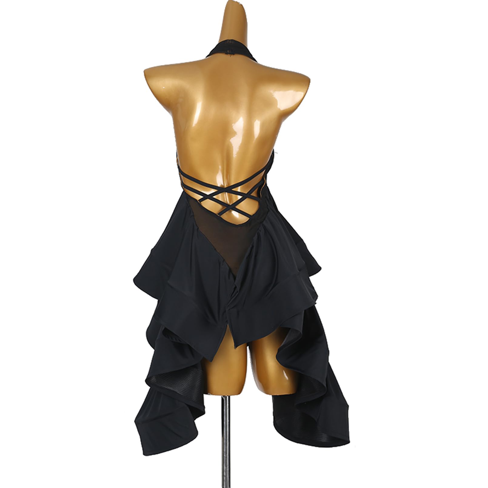 Elegantes Latein Tanzkleid Turnier Damen Mädchen mit Neckholder und Rückenausschnitt, Professionelles Tanzkleid, Trainingskleidung Competition Performance Kleid