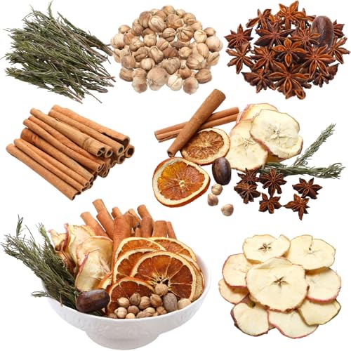 Knitgrip 1 Pack Christmas Potpourri Simmer Pot Simmering Potpourri Bowl Filler Xmas Simmer Pot Kit for Stove Dried Orange Apple Slices Cinnamon Sticks Stovetop for Xmas Decor