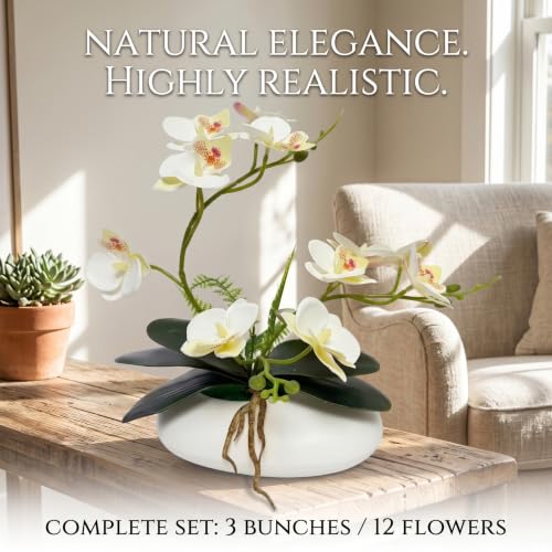 Orquídeas Artificiales blancas de gran realismo en maceta 6