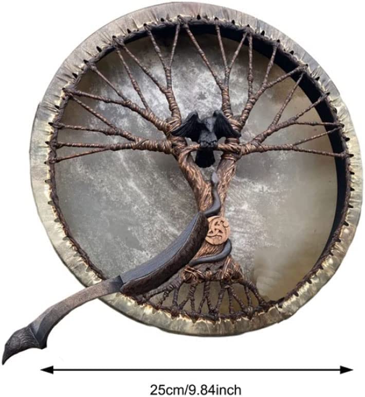 LIOONS Tambor Chamánico Artesanal Árbol de la Vida con Baquetas, Tambor Etéreo para Terapia de Sonido miniatura 2