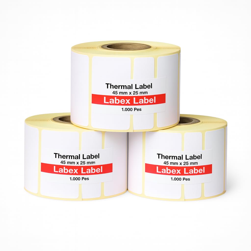 Étiquette Thermique Direct 45x25 mm | Étiquettes D’expédition - Autocollantes Thermiques - 3 Rouleaux - 3000 Étiquettes Professionnelles