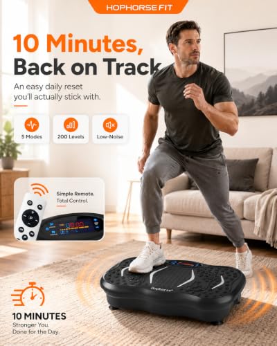 Image of Vibration Plate Exercise Machine for Lymphatic Drainage, 200 Speeds Vibrating Fitness Platform for Full Body Workout and Weight Loss, 300 Lbs Capacity with Resistance Bands for Women Men