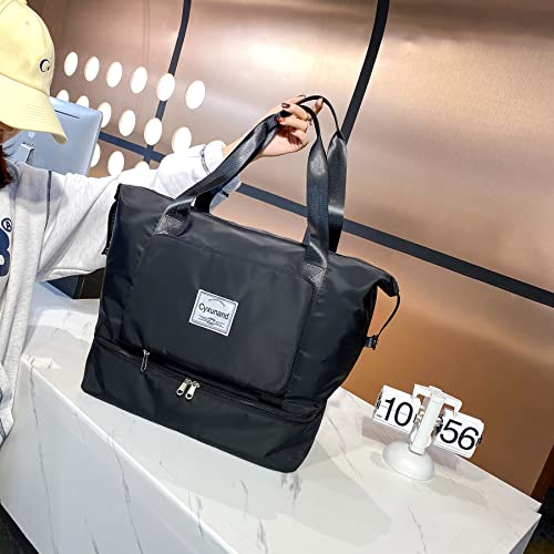 Large Capacity Folding Travel Bag Overnight Bags For Women,Weekender Duffle Bags with shoe compartment Portable Lightweight Bag2