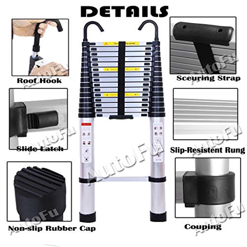 6.2M 20.3Ft Aluminum Telescoping Ladder Diy Heavy Duty Extension Ladder With Roof Hook Kit Loft Folding Portable Ladder Max. Loading 150Kg/330Lb #TOP2