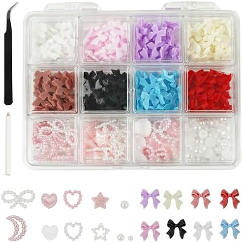 500 PCS 3D Bow Nail Charms and Gems Cover