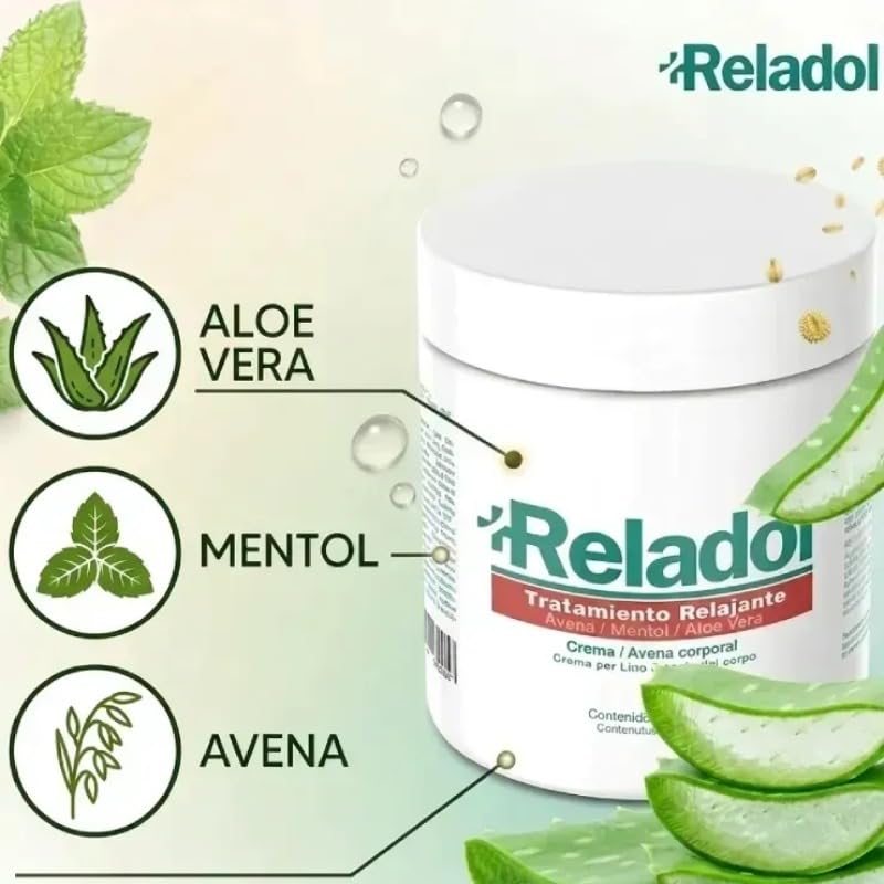 Reladol™ Crema para Alivio Muscular y Articular – Efecto Frío/Calor con Aloe Vera, Mentol y Avena – Recuperador Muscular – Acción Rápida y Pieles Sensibles – Fabricado en España