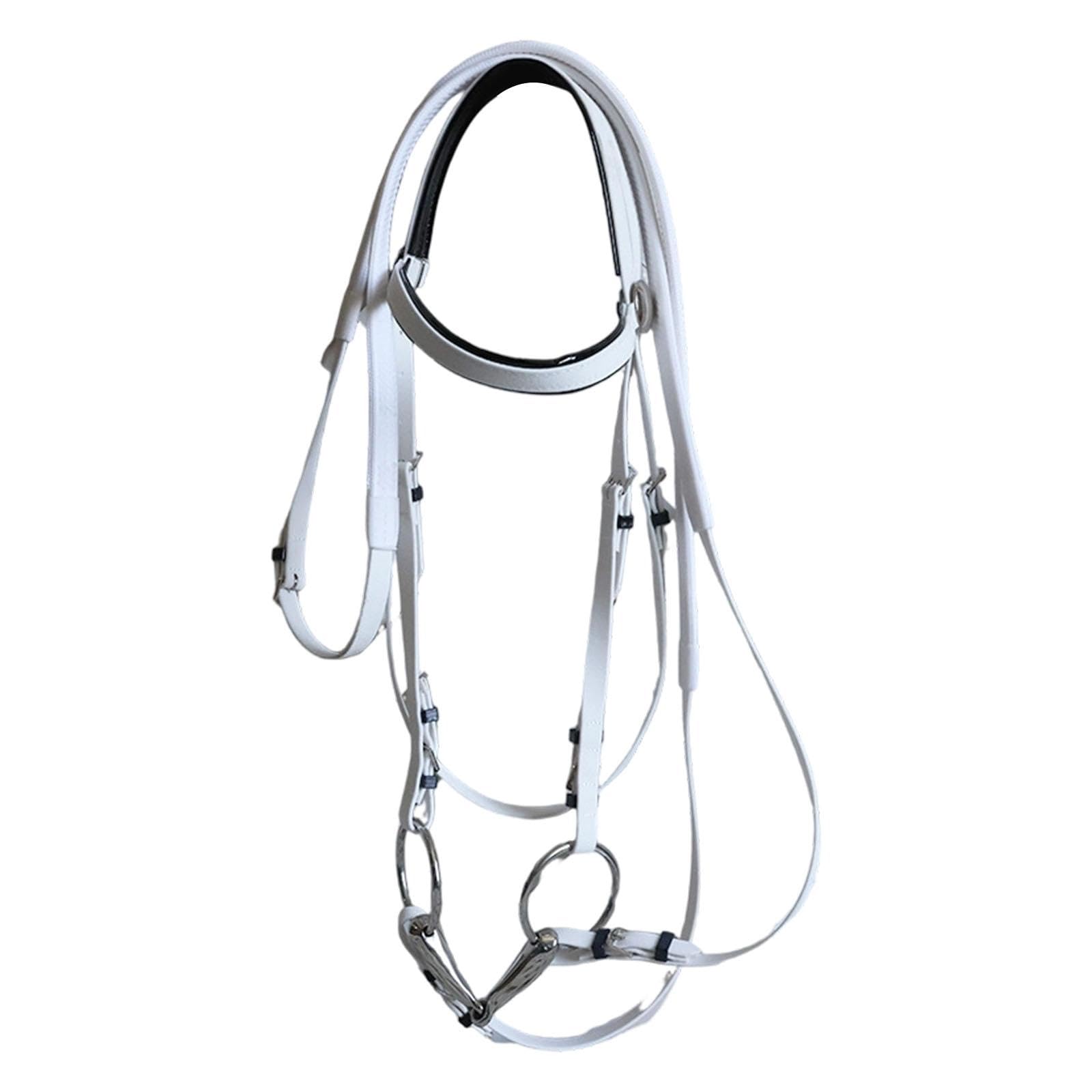 perfk Brida de Caballo con rienda de Acero Inoxidable, de Anilla, arnés Ecuestre, Cabestro de Cuerda para Montar, para clásica de Club