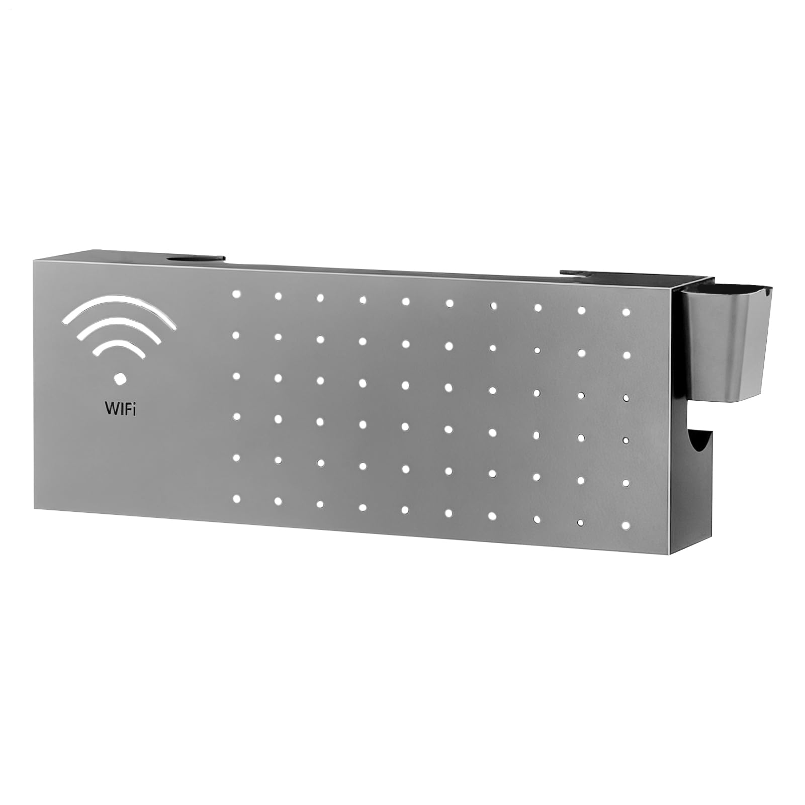 Copri Scatola Router Organizzatore Multifunzionale In Acciaio Al Carbonio | Box Router da Parete per Connessione Rete Presa Uscita Organizzatore Cavo Soggiorno TV Scrivania