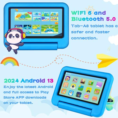 2026 Tablet Niños 7 Pulgadas Android, 7GB RAM+64GB ROM(TF 1TB), WiFi6, BT5.0, 8-Core, Batería 3500mAh, Control Parental, Dual Cámara, Certificación GMS, Tabletas Para Niños Con Funda EVA - Azul - Imagen 4