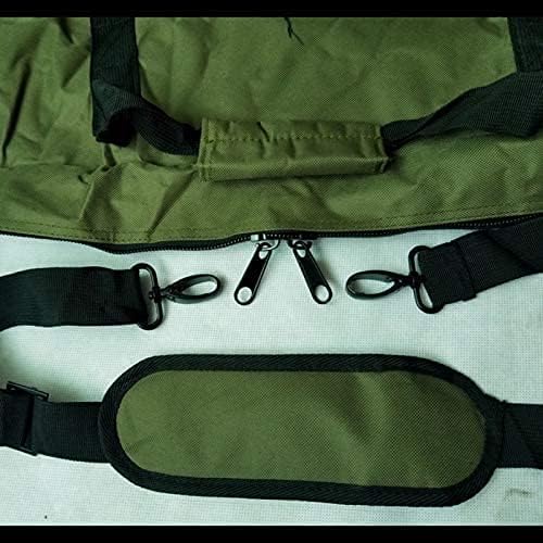 Close-up of the bag's zipper, hand straps, and shoulder strap attachment points