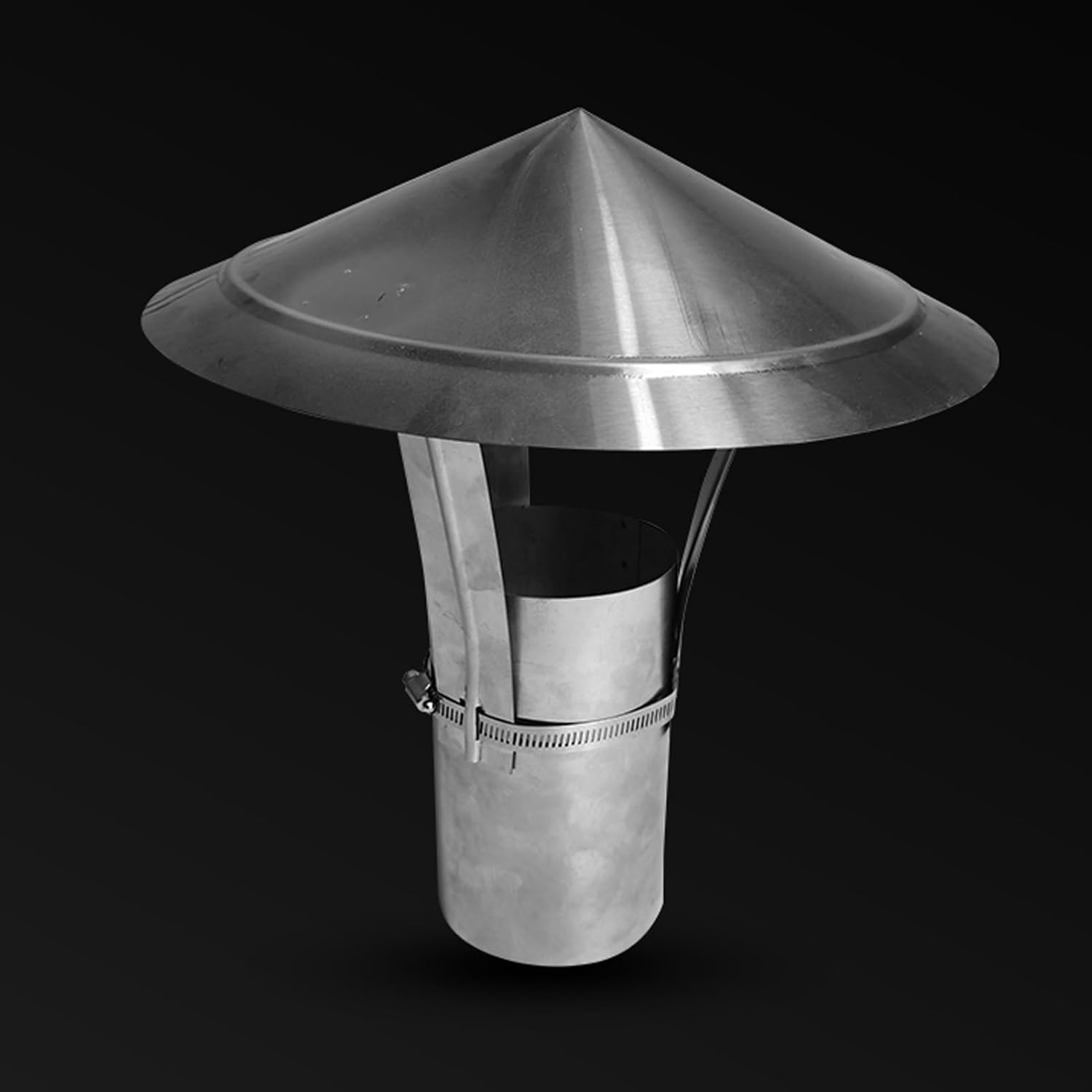 Cone Top Chimney Cap,Round Roof Rain Chimney Cover, Fireplace Wood Stove Pipe Rain Cap,304 Stainless Steel, for Exhaust Roof Vent Cover Guard(D30cm*50cm/11.81in*19.69in)