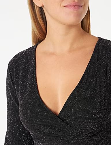 Camiseta De Manga Larga Para Mujer PIECES - Cuello En V Con Detalle, Estilo Casual Y Cómoda