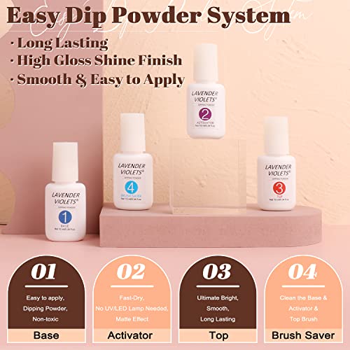 Lavender Violets 20 Pcs Dip Powder Nail Kit Starter - 16 Colors Dipping Powder Liquid Set With Base Top Coat, Activator And Brush Saver For Home Salon Nail Art Design M960 #TOP3