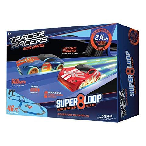 Tracer Racers 2.4 GHz Radio Control Remote Slot-Less, Cordless Racing Super 8 Speedway Track Set with Two Cars Cover