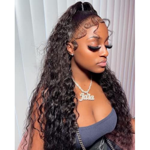 BEEOS Curly 250% Density SKINLIKE Real HD Lace Frontal Wig, 13x4 Full Frontal 0.1mm Ultra-thin Invisible HD Lace Pre-Plucked Bleached Knots Natural Black Human Hair Wigs 20 Inch