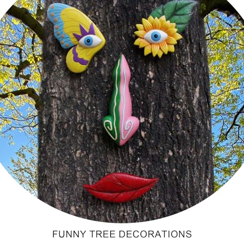 Decoración de jardín creativa con figuras coloridas para troncos de árboles 3