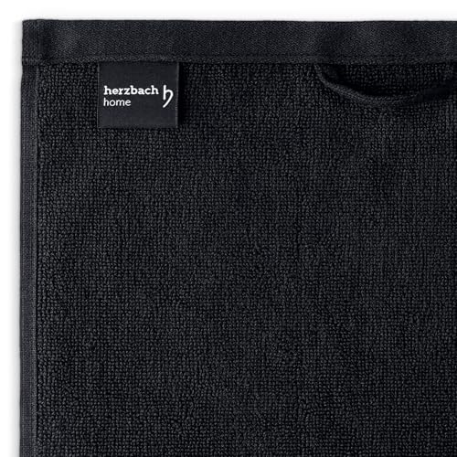 herzbach home Deep Black Kollektion | Set: 3X Gästehandtücher 30x50 cm | 100% Baumwolle | Weich und Saugstark | Farbe: Schwarz