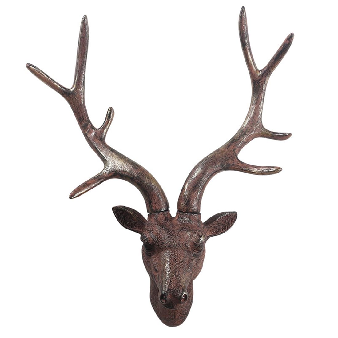 Grande statue murale rétro tête de cerf au fini sculpté pour un aménagement de prestige